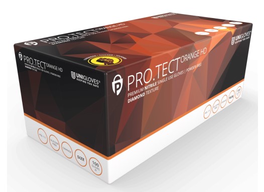 Diamond Grip Orange HD Nitrile Gloves PK 50 Size Large
